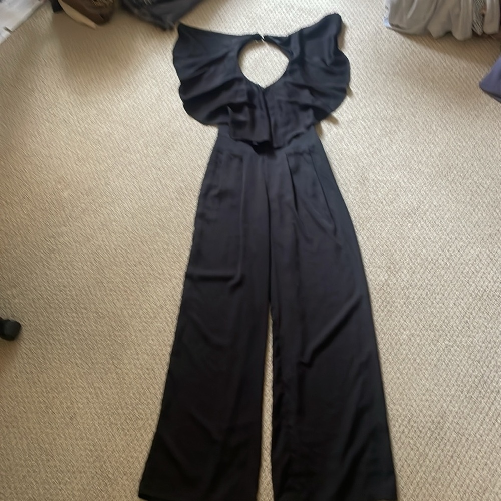 Ark & Co. Black Ruffle Backless Back Jumpsuit - Picture 13 of 13